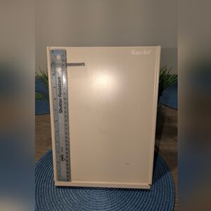 Vtg Tan Metal Kopy Aid With Folding Stand, Magnet & Ruler